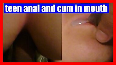 girl with cum in mouth and doing her first anal and says (I can't)