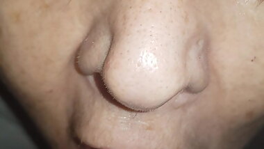 Old woman drinks my cum
