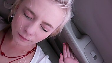 Facialized after having sex in the car
