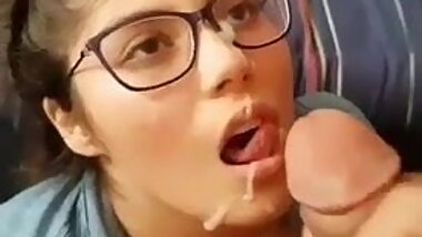 Girl with glasses facial