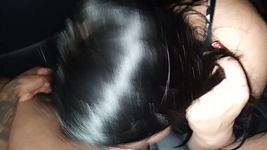 Back seat head from young latina