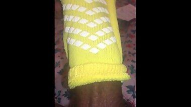 Cute Young Black Twink Jerking Black Dick Home Alone in Paw Socks [Pov]