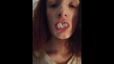 Young trans woman having fun after her first facial by a real man!