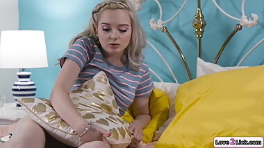 Prude stepmom facesits and licks her small tits stepdaughter