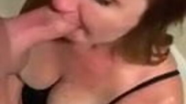 Big cock bathroom blowjob interrupted