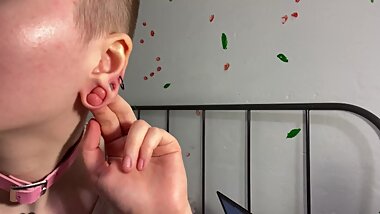 tunnels in the ears pierced by a cute girl